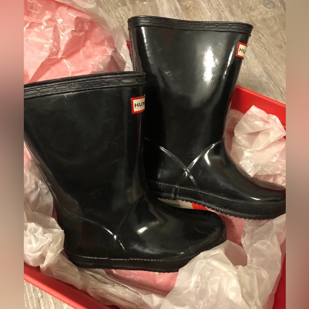 Hunter boots first classic glossy black rainboots 10 UK